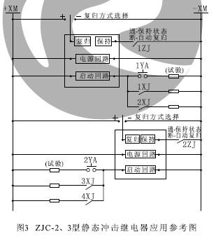 ZJC-2、ZJC-3型靜態沖擊繼電器應用參考圖