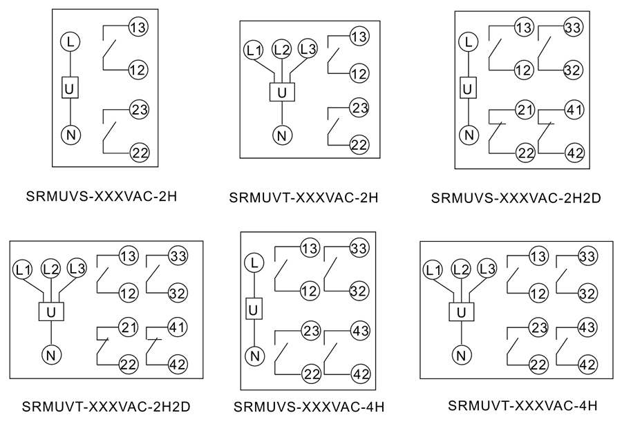 SRMUVT-100VAC-2H2D內部接線圖